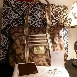 Coach Gold Pop of Art Glam Tote